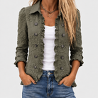 Marigold | Retro Green Floral Embroidered Ruffle Jacket