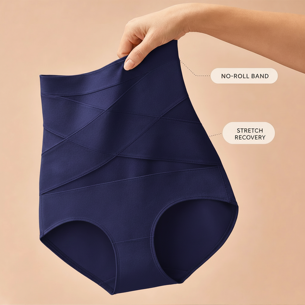 Close-up of the leg opening of the shaping underwear, showcasing its no-roll, stay-put design.