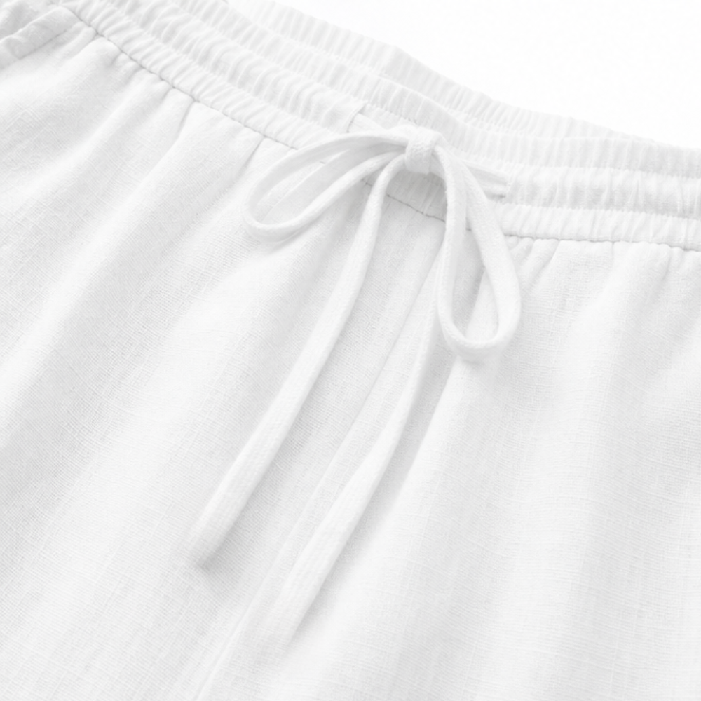Rear view of women's white capri trousers, showing the smooth fit across the back.