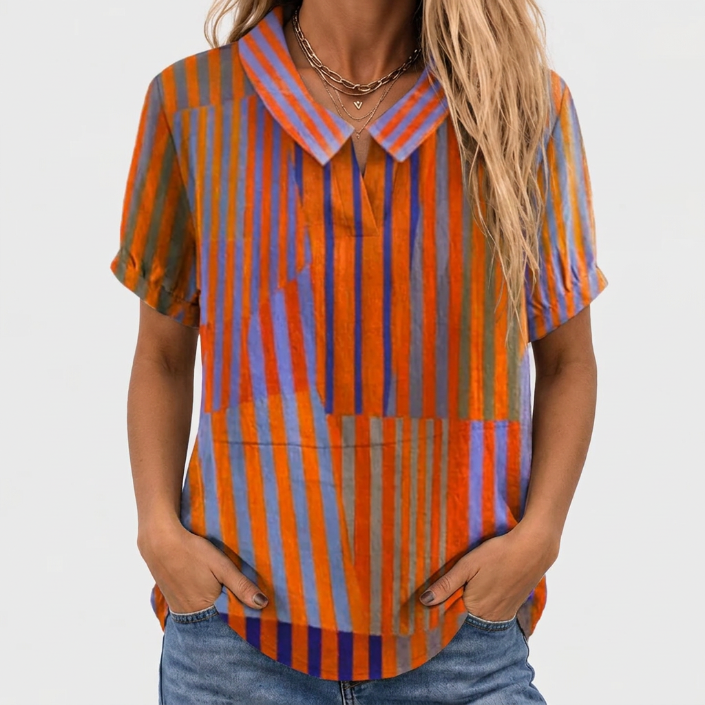 Leonie | Striped Collared Top
