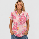 Dinah | Pink Floral Collared Top