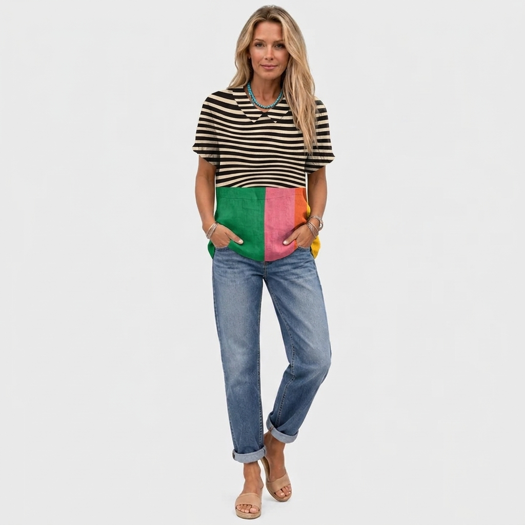 Ottilie | Colourblock Collared Top