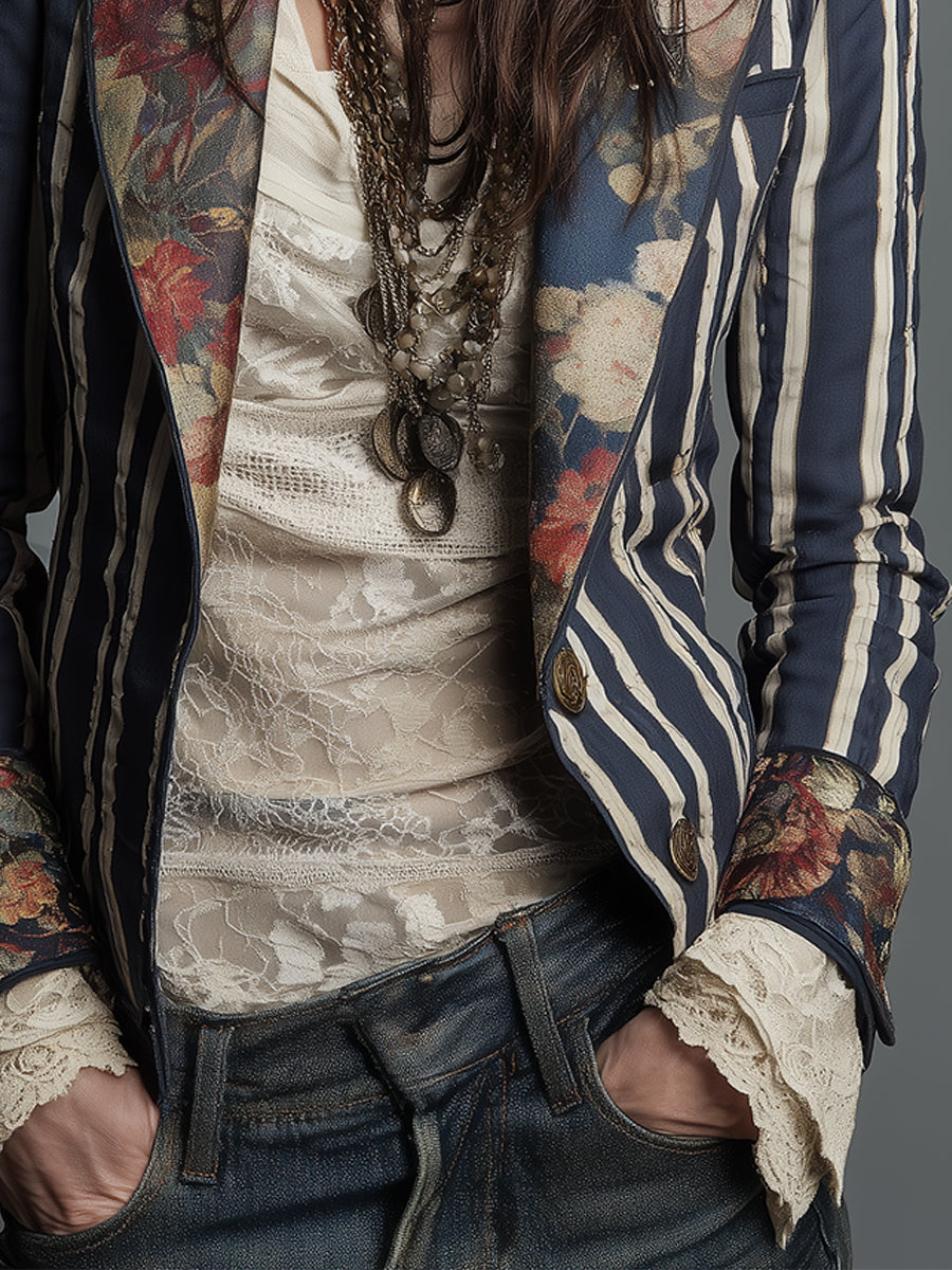 Calista - Bohemian Striped Blazer