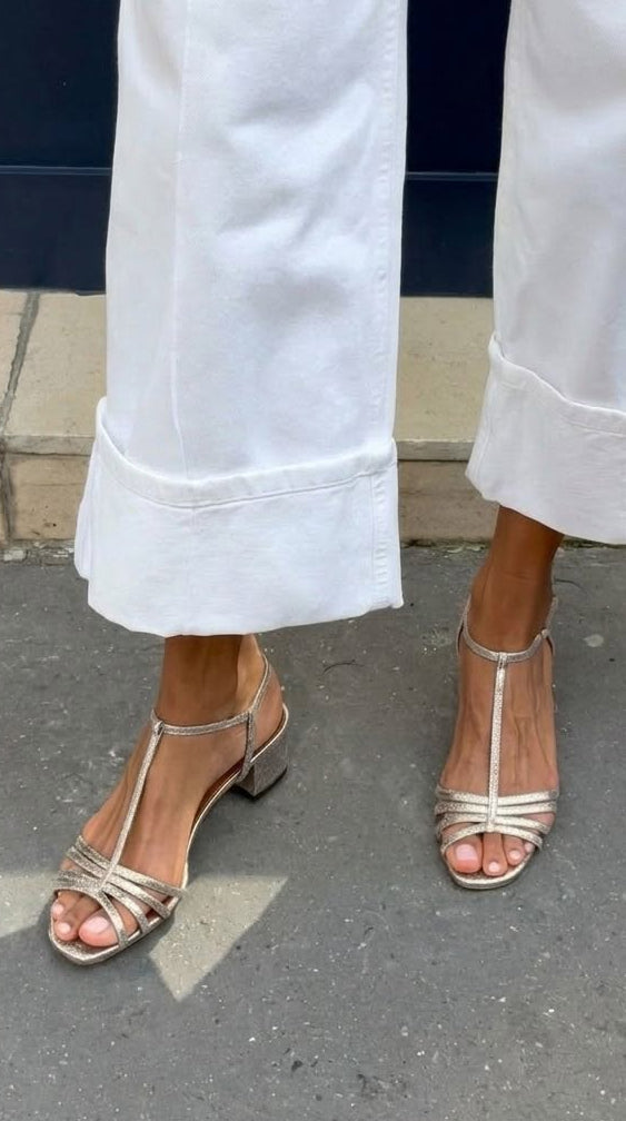 Close-up of the strap and footbed of the Allegra vintage sandals, emphasizing comfort.