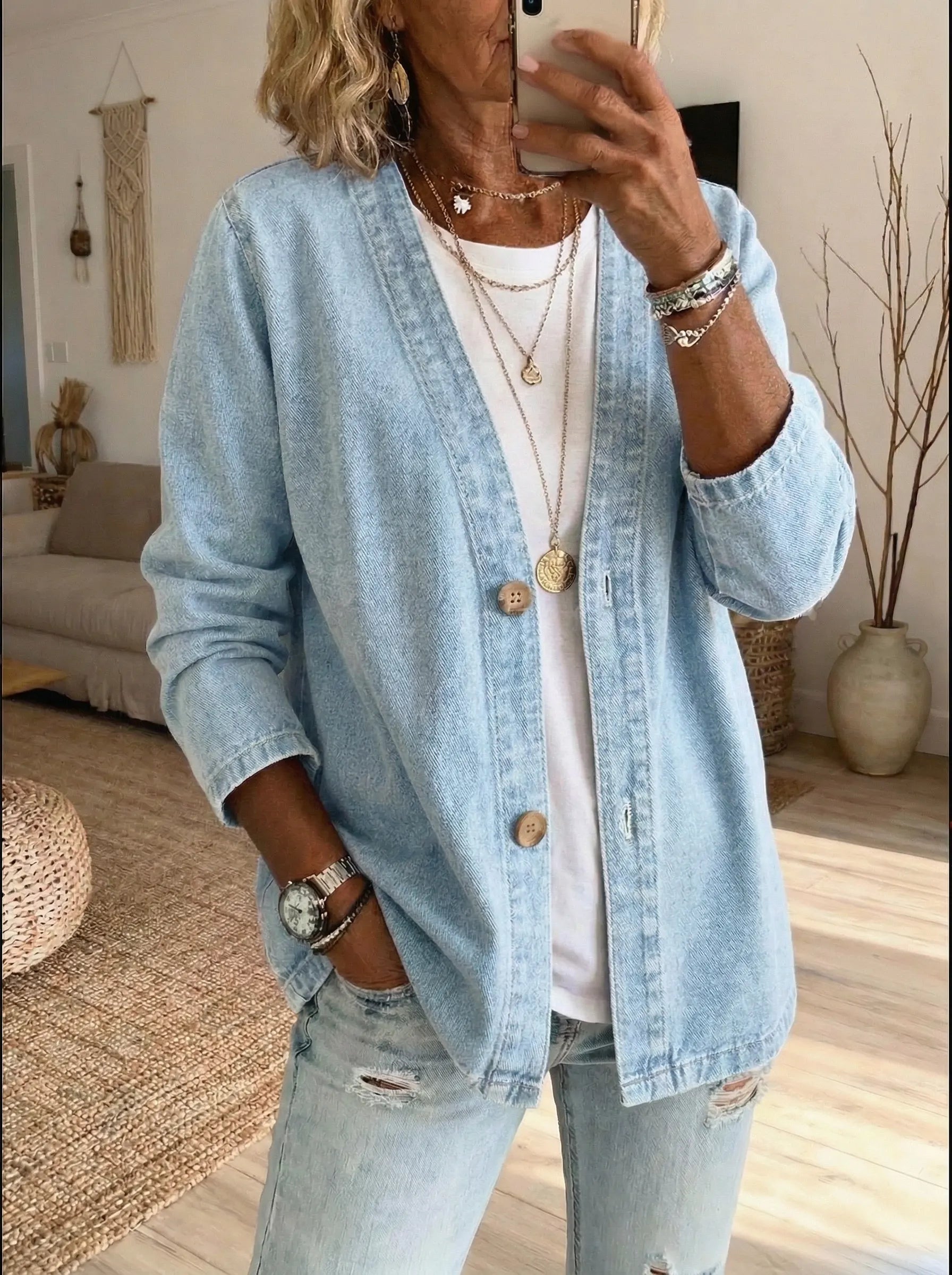 Corinne - Denim Button Coat