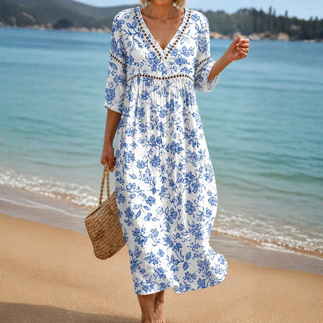 Corisande - Blue Floral Midi Dress product image