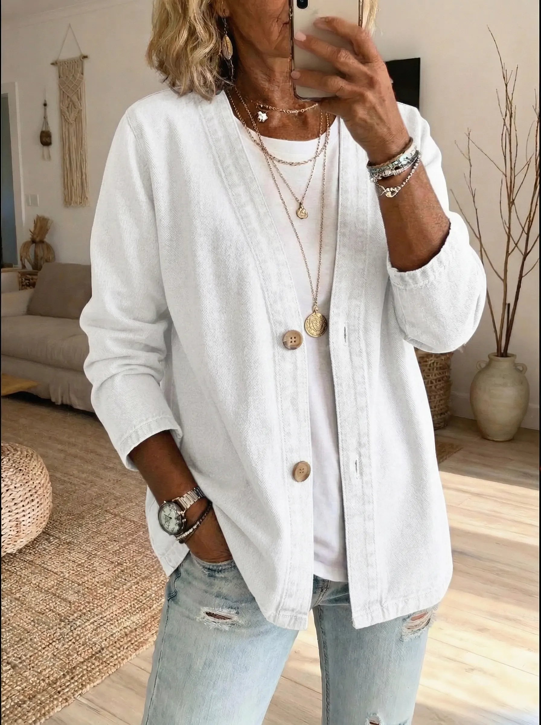 Corinne - Denim Button Coat