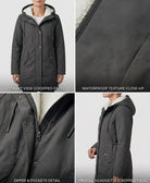 Close-up of the Elara parka's cuff, showing adjustable features or internal fleece lining detail.