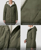 The Elara parka laid flat, showcasing its overall shape and design elements from a top-down perspective.