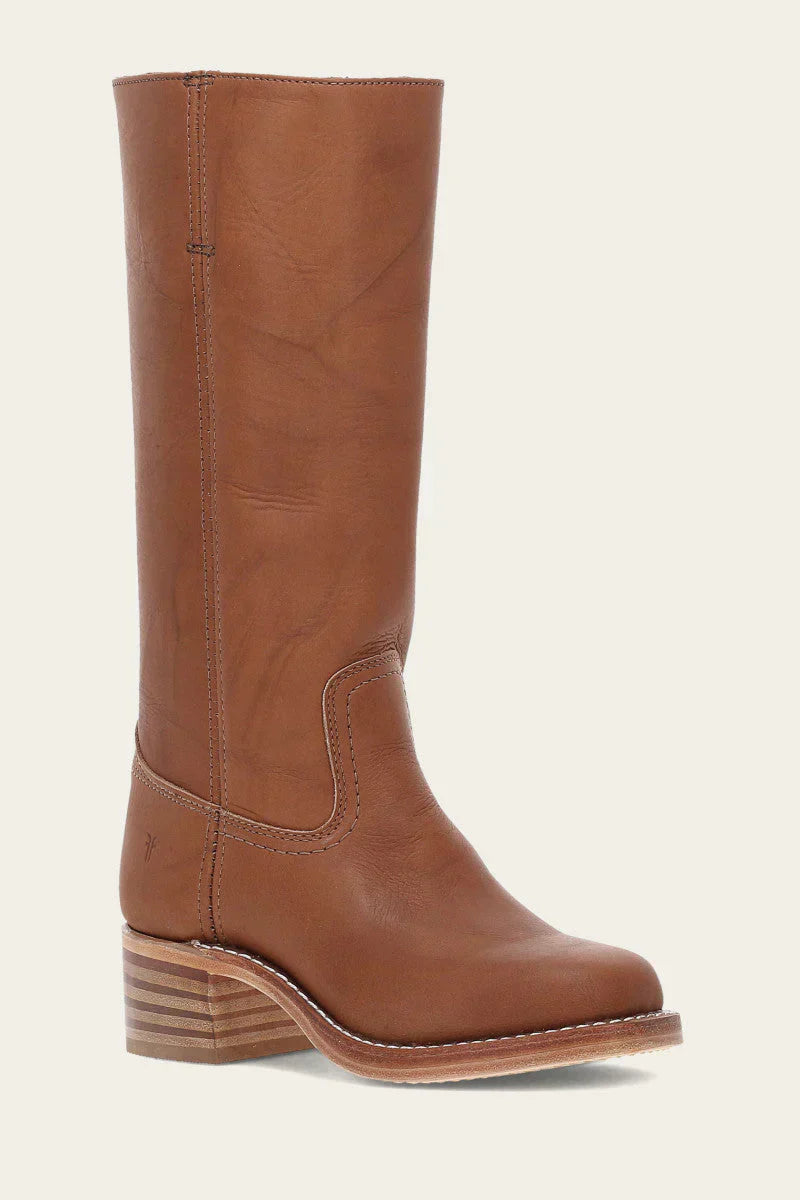 Back view of the Elara women's classic Western boots, showing the heel structure and upper material texture in brown.