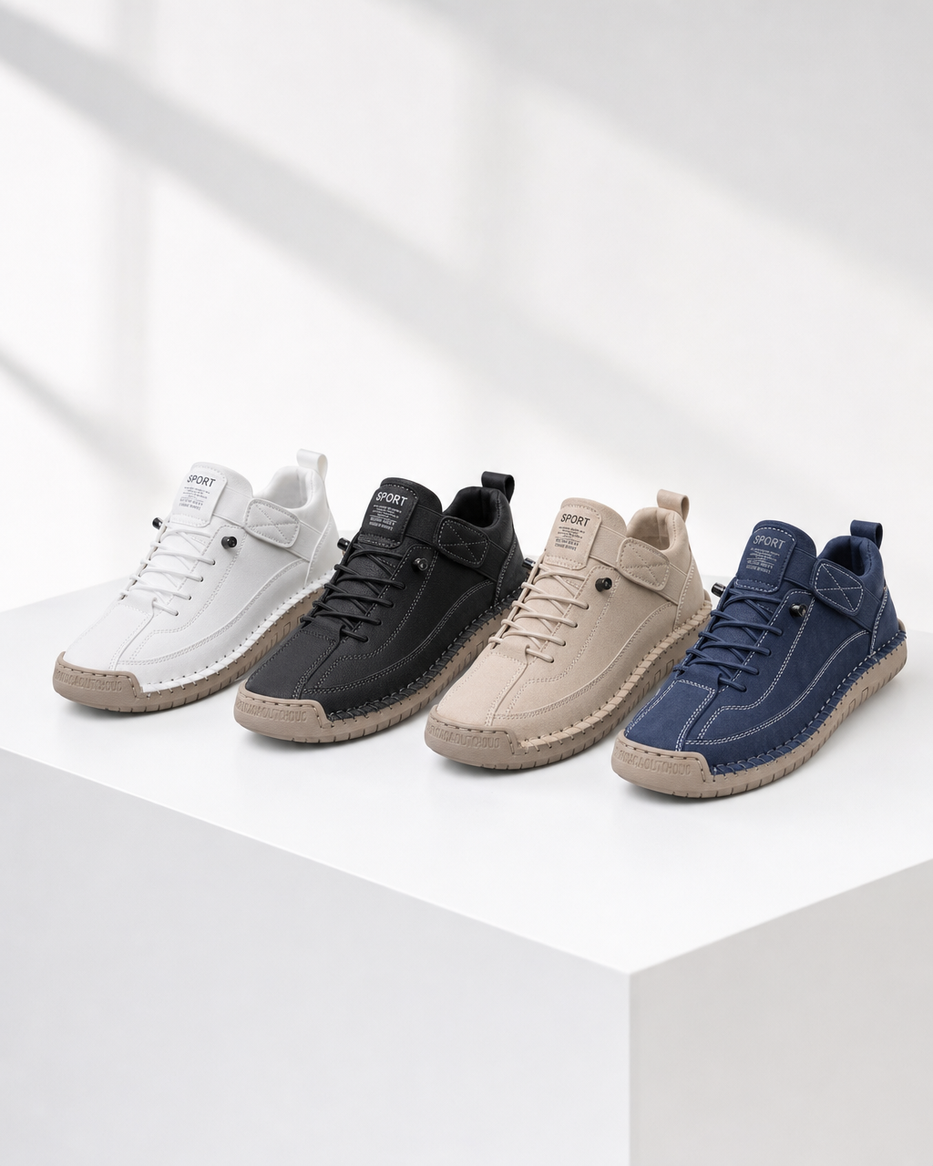 Clover sneakers in white, black, beige and blue