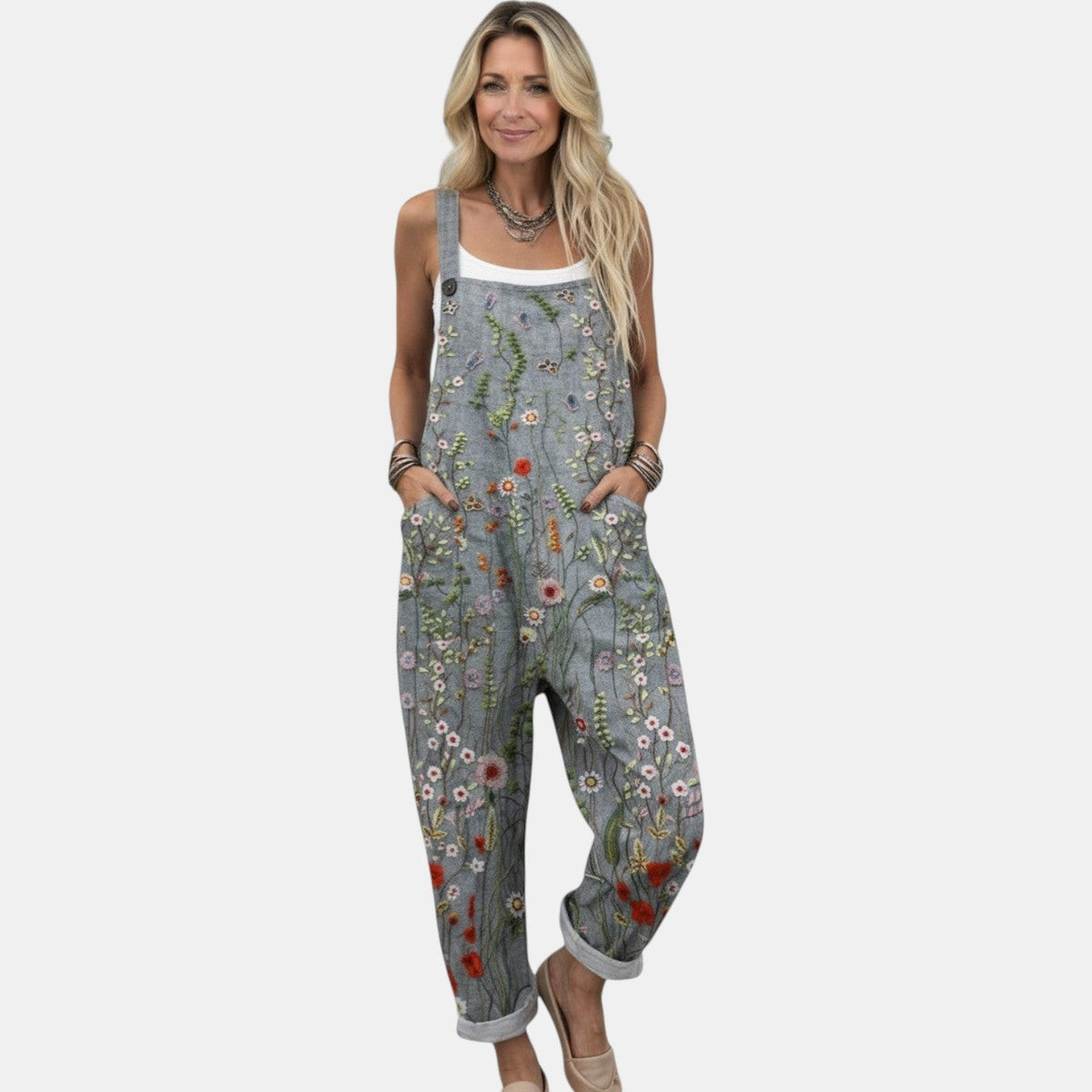 Hester | Grey Floral Overall