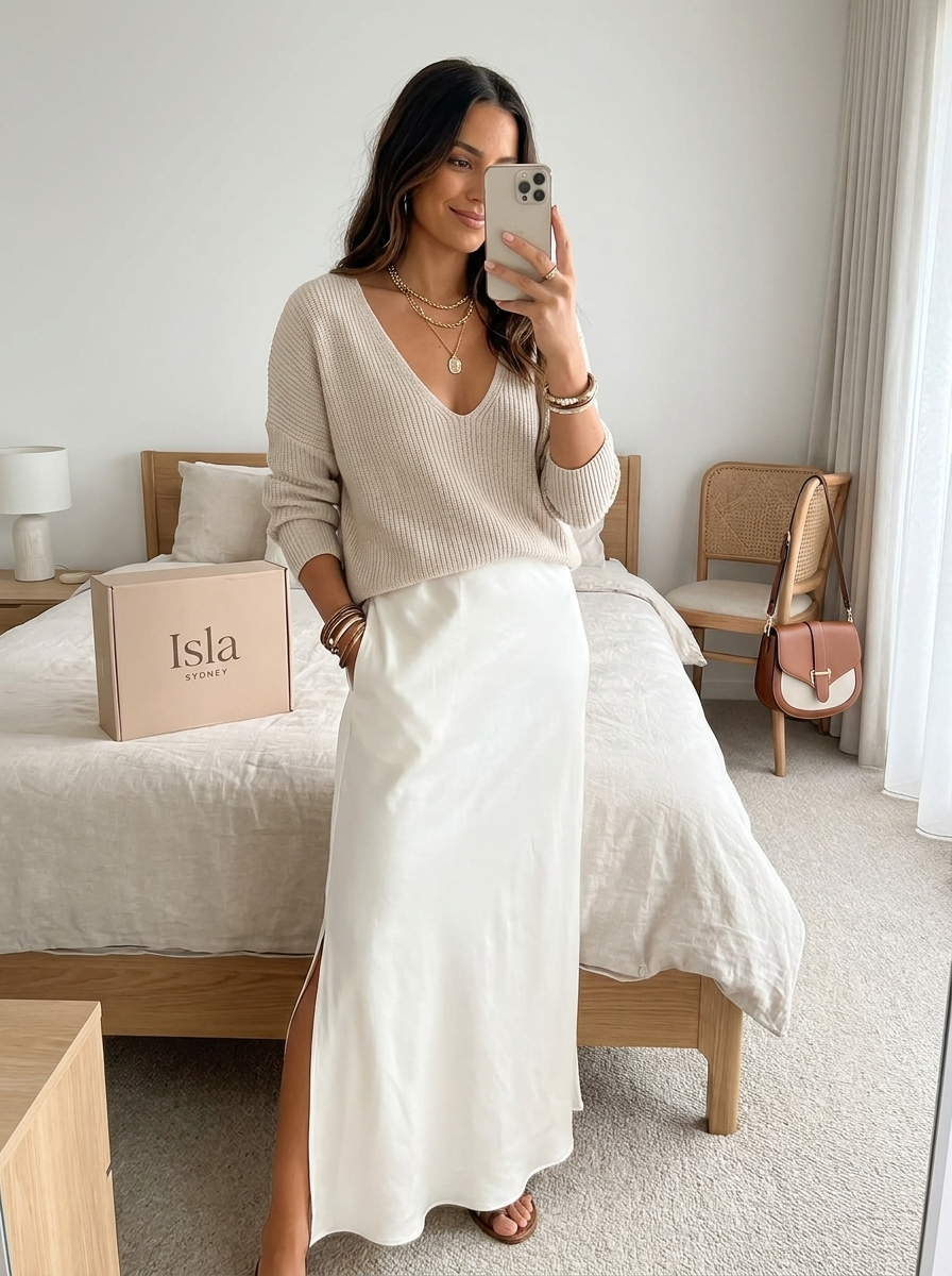 Isolde - Knit & Satin Ensemble