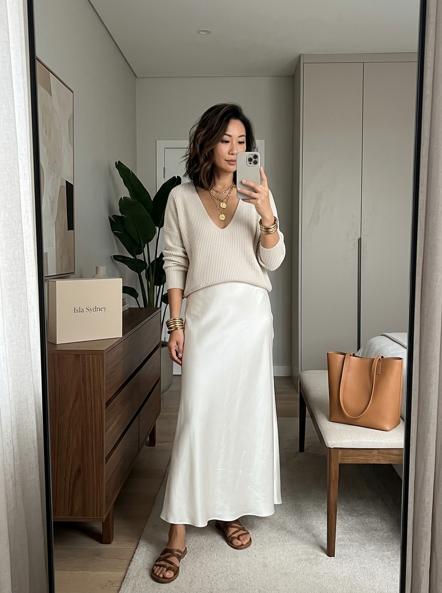 Isolde - Knit & Satin Ensemble