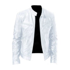 Close-up of the shoulder seam and stitching on the Hugo men's leather jacket.