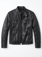 Back view of the Hugo men's leather jacket, emphasizing the clean lines and quality stitching.