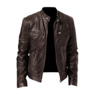 Detail shot of the zipper and collar on the Hugo leather jacket, showing hardware quality.