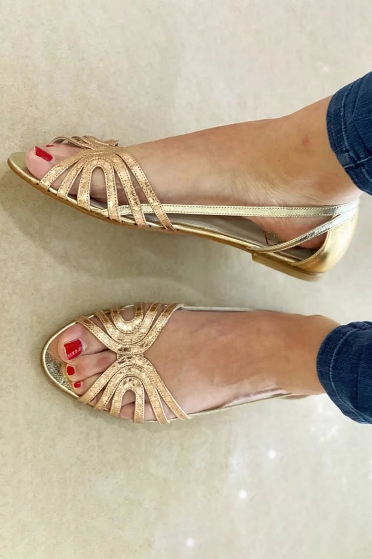 Side profile of a Kaelen vintage sandal in bluish green, highlighting the comfortable sole and strap design.