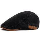 Detail of the internal lining and branding tag inside the Kian classic denim flat cap.