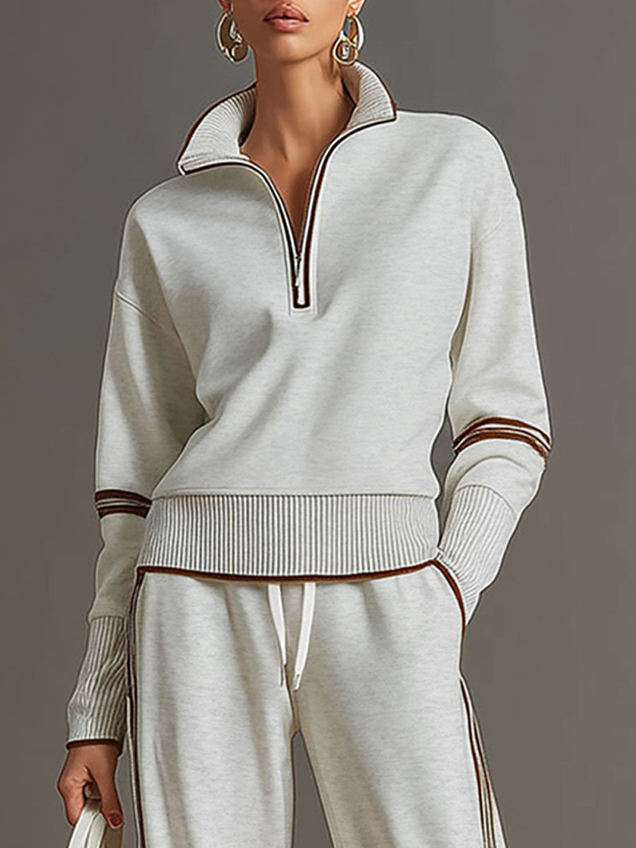 Close-up on the waist area of the comfortable wide-leg pants, detailing the comfortable waistband design.