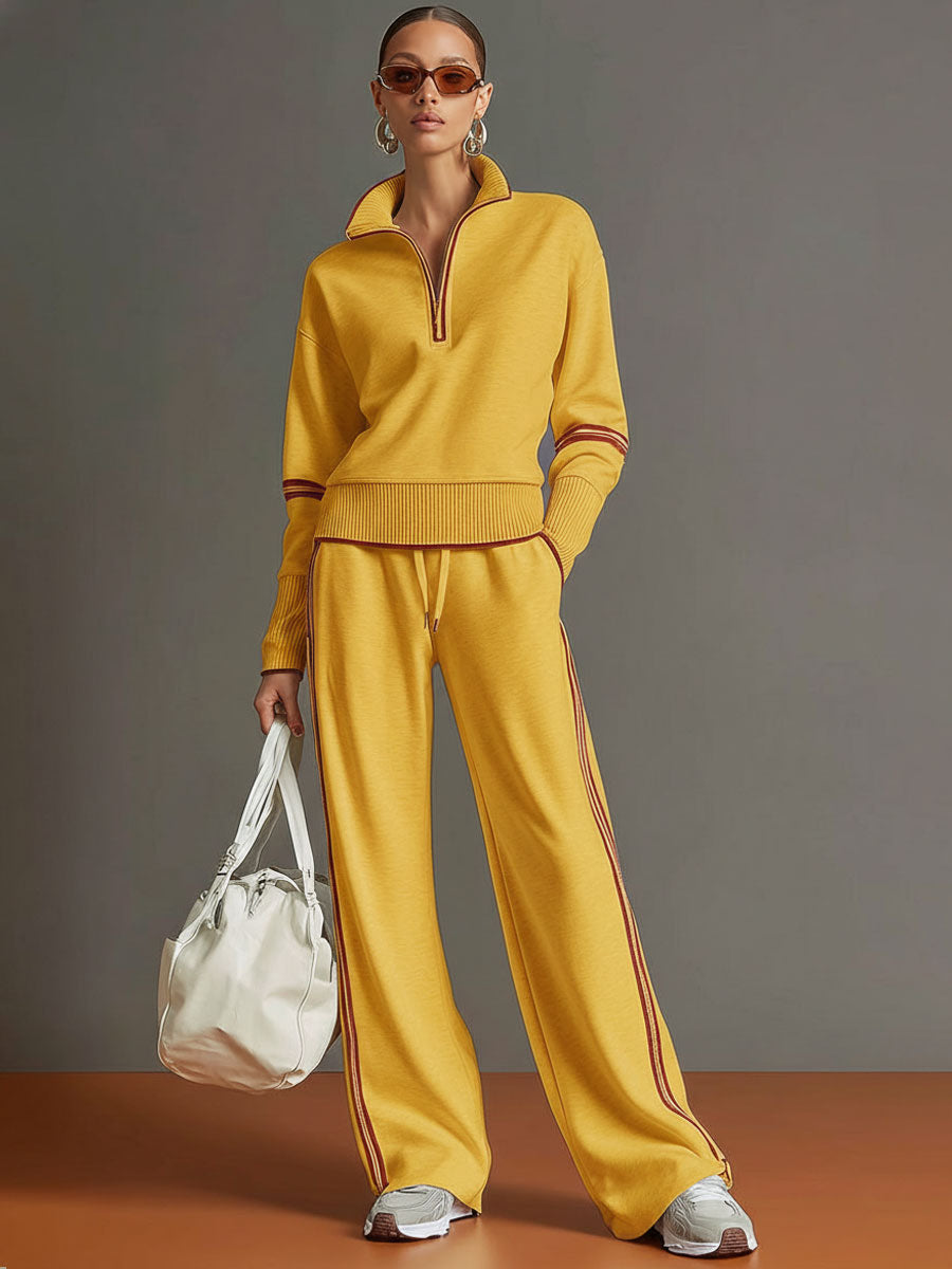Close-up detail of the soft fabric texture and waistband of the comfortable wide-leg pants.