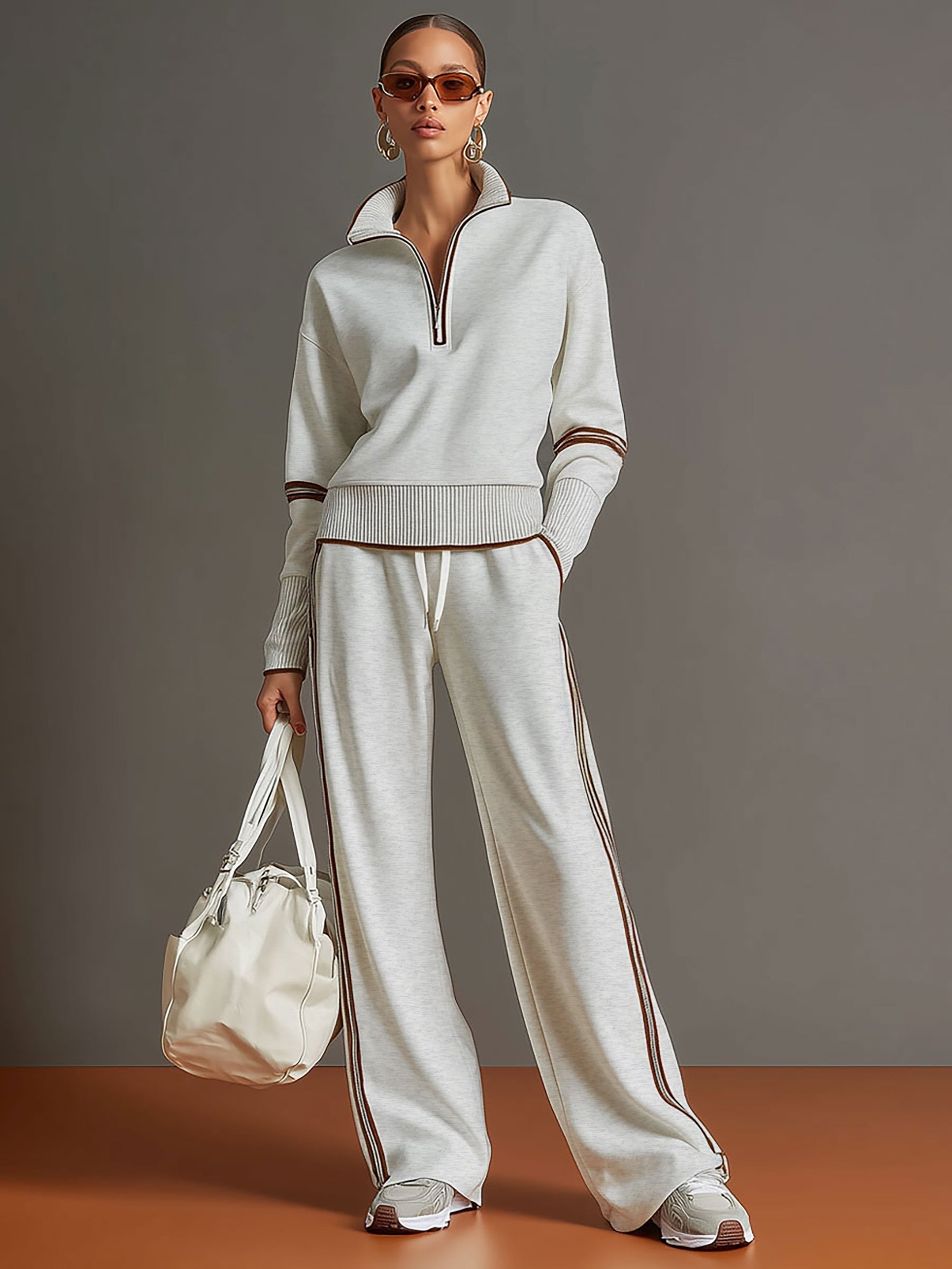 Overhead view of the comfortable wide-leg pants laid flat, showcasing the full garment.