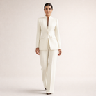 Close-up detail of the subtle flap pocket on the Lila elegant tailored pants.