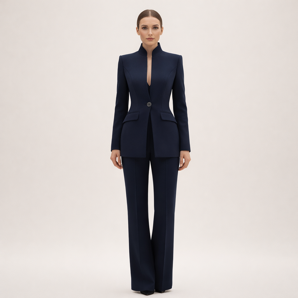 Side profile of the Lila elegant tailored pants, highlighting the tailored fit and smooth line.