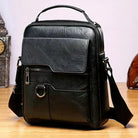 Dark brown Milo modern shoulder bag draped over a chair, emphasizing its versatile and timeless appeal for men.