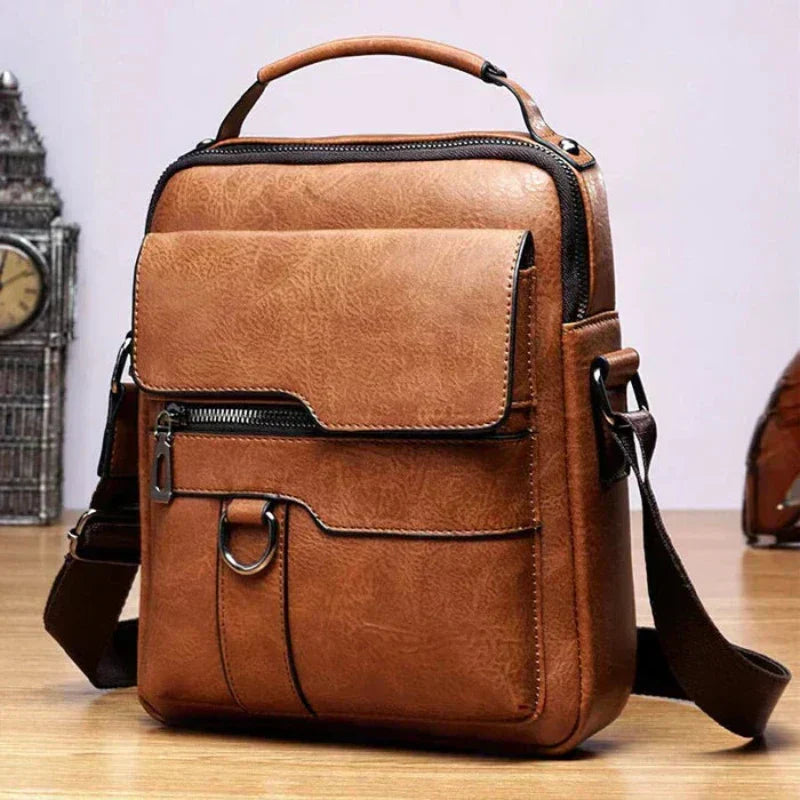 Black Milo shoulder bag seen from a slight angle, highlighting the smooth ecological leather and elegant finish.
