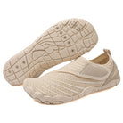 The secure fit of black Maeve comfort orthopedic shoes on a foot.