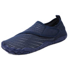 Navy Blue Maeve comfort orthopedic shoes, close-up of the stitching details.