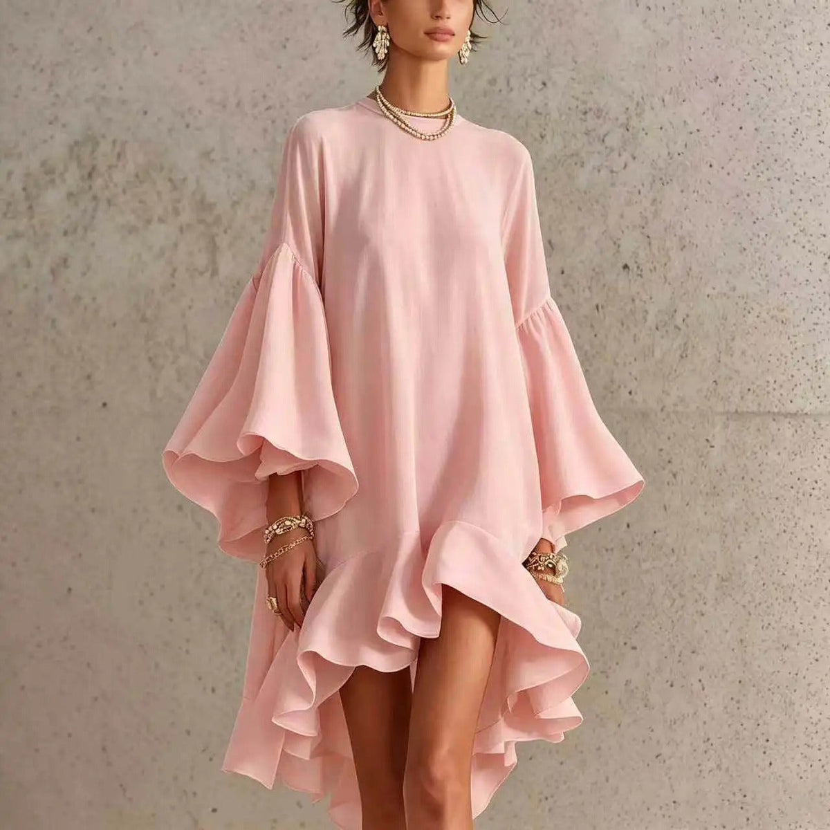 Cynthia - Elegant Asymmetrical Ruffle Dress product image