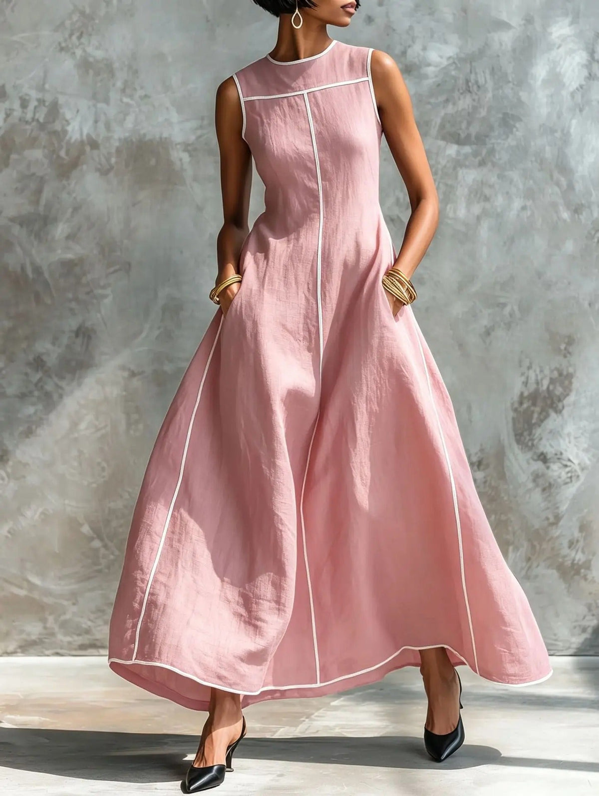 Amélie - Sleeveless Contrast Maxi Dress Signature product image