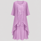 Fabric swatch and texture detail of the lightweight chiffon blend used in the Persephone elegant two-piece dress.