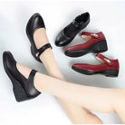 Studio shot of the Elara elegant mid-heel shoes in black, positioned to highlight the premium leather and craftsmanship.