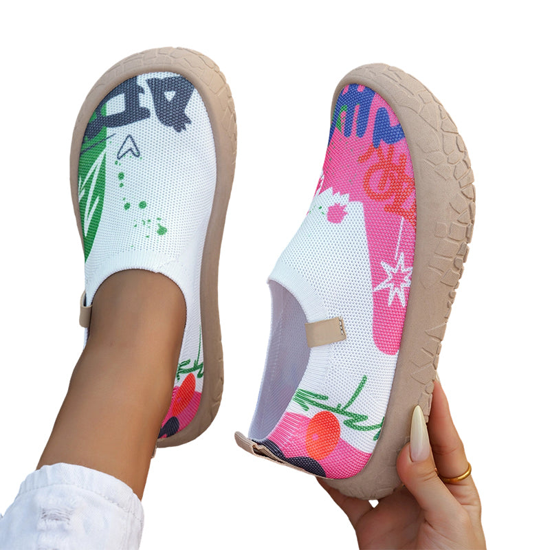 Detail shot of the cushioned sole and interior lining of the artistic slip-on shoes